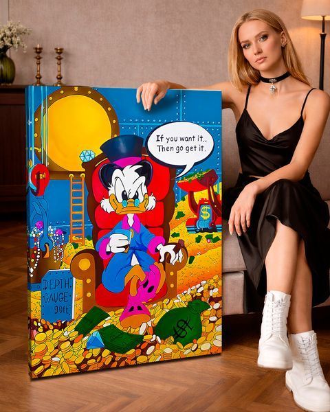 Мотивационная картина со Скруджем Макдаком в офис - Want it Get it - 30х40 см