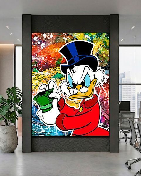 Картина зі Скруджем Макдаком та грошима в стилі поп-арт - &laquo;Scrooge Money Art&raquo; - 30х40 см