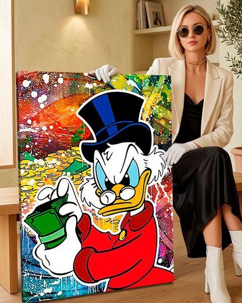 Картина зі Скруджем Макдаком та грошима в стилі поп-арт - &laquo;Scrooge Money Art&raquo; - 30х40 см