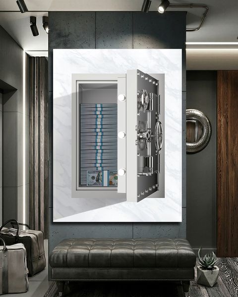 Мотивационная картина на холсте Серебряный сейф - Декор для офиса и кабинета - 30х40 см