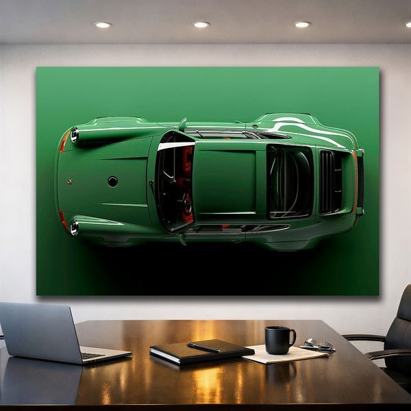 Картина з машиною Porsche 911 Green Dream - Декор для дому та в кімнату - 40х60 см