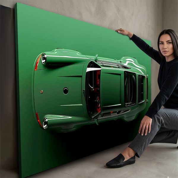 Картина з машиною Porsche 911 Green Dream - Декор для дому та в кімнату - 40х60 см