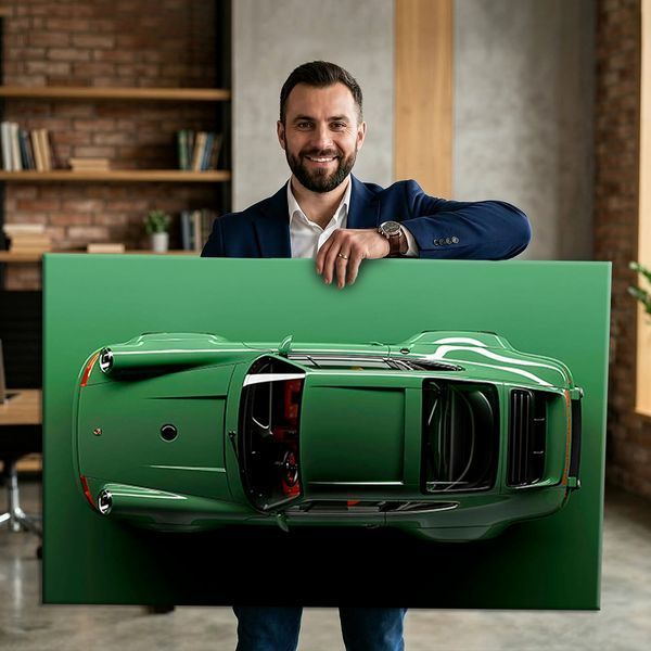 Картина з машиною Porsche 911 Green Dream - Декор для дому та в кімнату - 40х60 см