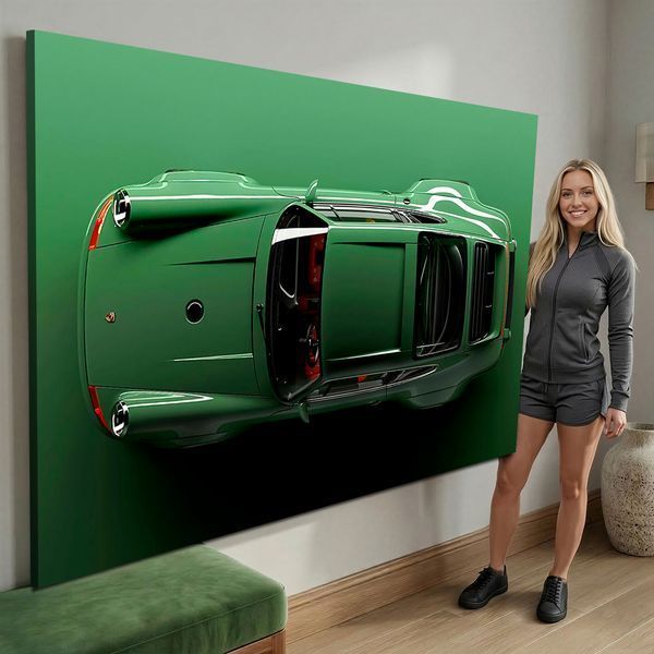 Картина з машиною Porsche 911 Green Dream - Декор для дому та в кімнату - 40х60 см