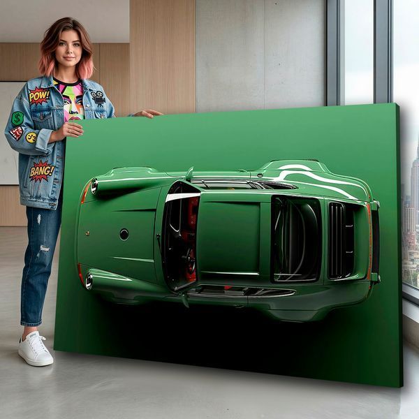 Картина з машиною Porsche 911 Green Dream - Декор для дому та в кімнату - 40х60 см