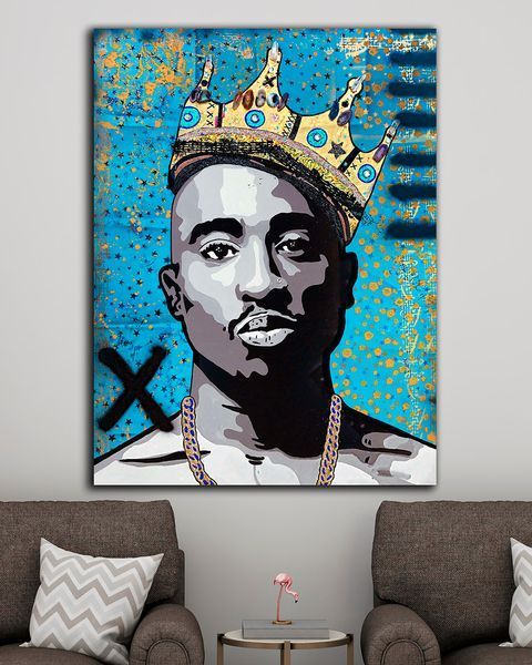 Картина с рэп исполнителем - 2PAC KING - 30х40 см