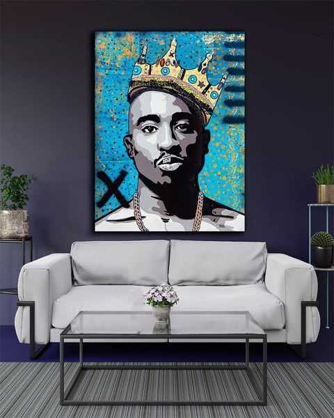 Картина с рэп исполнителем - 2PAC KING - 30х40 см