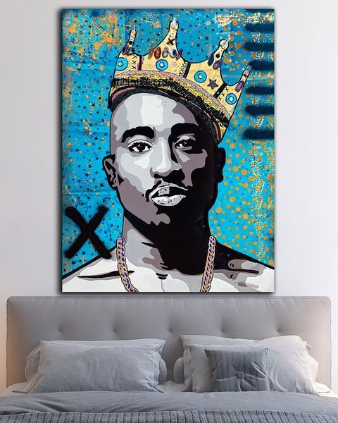 Картина с рэп исполнителем - 2PAC KING - 30х40 см