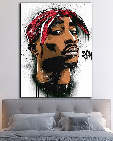 Картина с рэп исполнителем - 2PAC Graffiti - 30х40 см