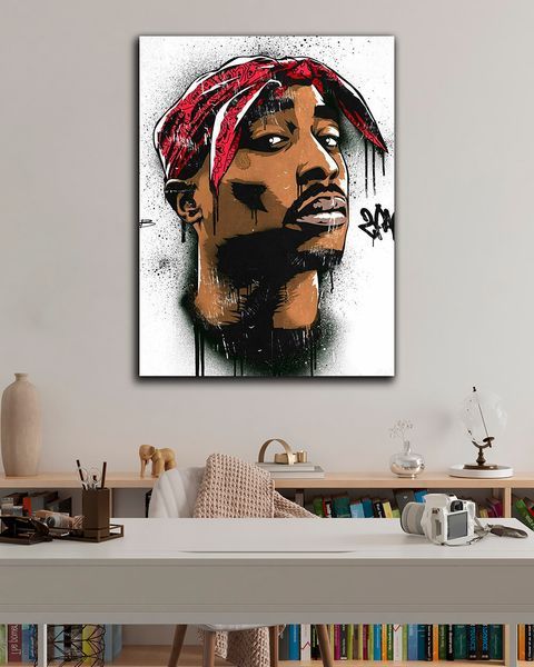 Картина с рэп исполнителем - 2PAC Graffiti - 30х40 см