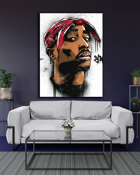 Картина с рэп исполнителем - 2PAC Graffiti - 30х40 см