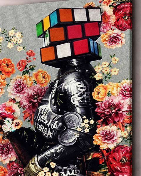 Арт картина с цветами для интерьера "Flower Mind" 50х70 см