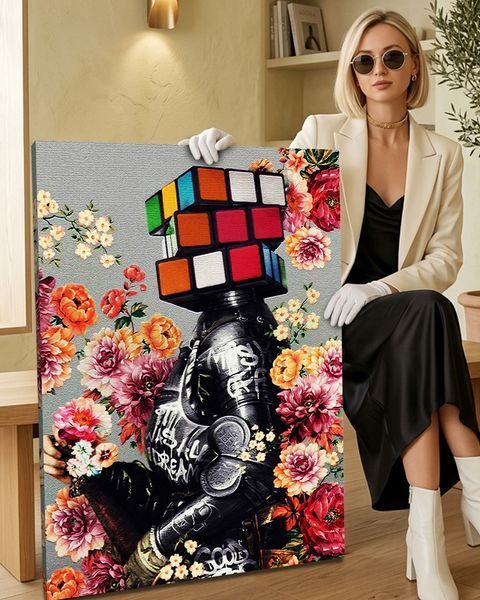 Арт картина с цветами для интерьера "Flower Mind" 50х70 см
