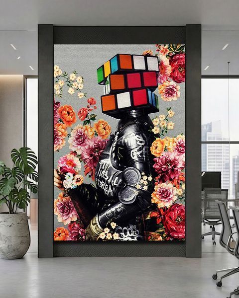 Арт картина с цветами для интерьера "Flower Mind" 50х70 см