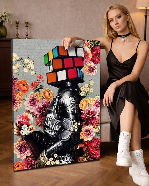 Арт картина с цветами для интерьера "Flower Mind" 50х70 см