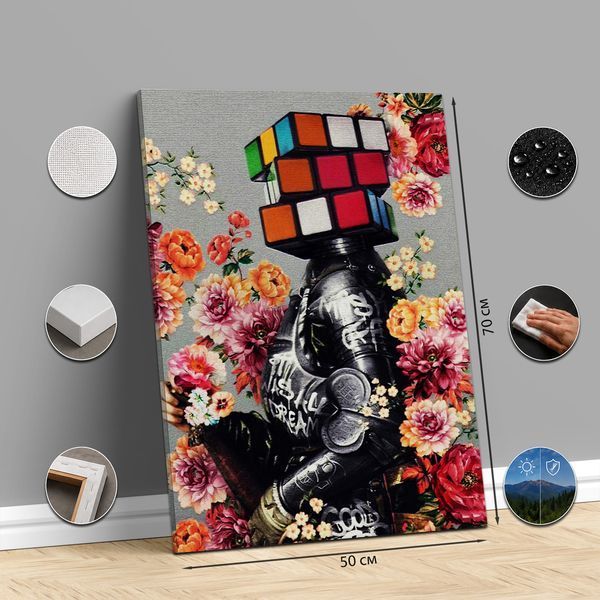 Арт картина с цветами для интерьера "Flower Mind" 50х70 см