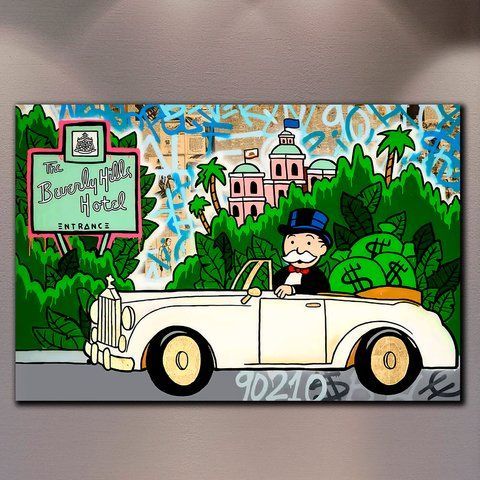 Интерьерная картина на холсте для офиса и лаунж зоны "THE BEVERLY HILLS HOTEL" 50х70 см