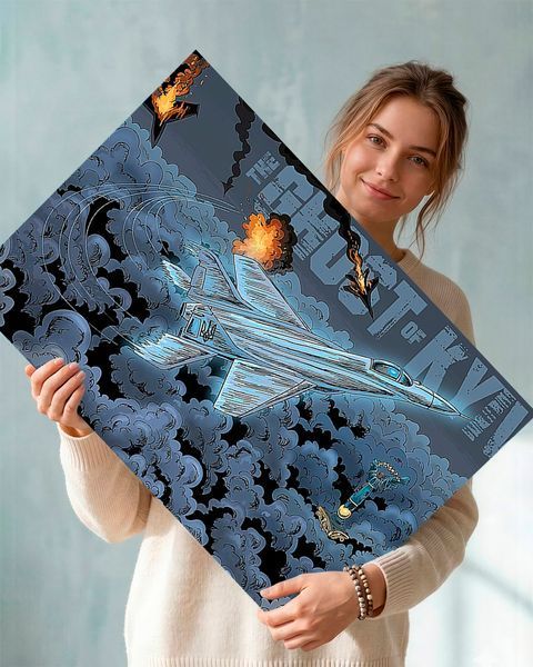 Патріотична картина з військовим літаком та хмарами &laquo;Привид Києва&raquo; - 50х70 см