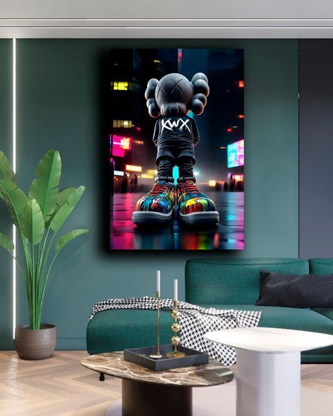 Картина на холсте - KAWS Цветные шаги декор для офиса и кабинета - 40х60 см