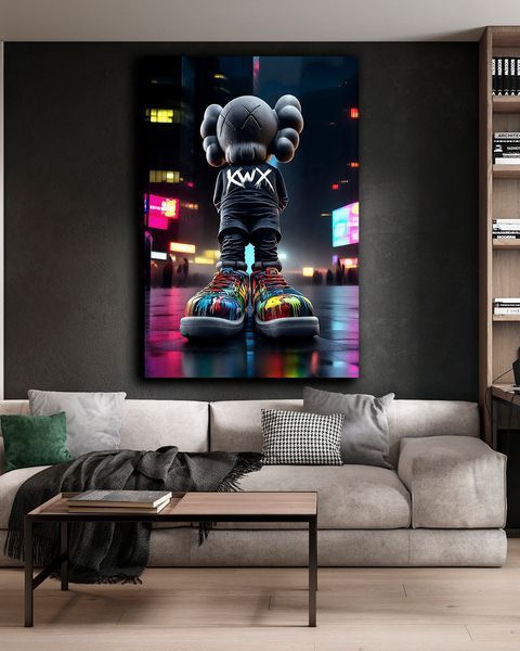 Картина на холсте - KAWS Цветные шаги декор для офиса и кабинета - 40х60 см
