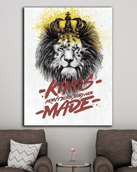 Мотивационная картина Лев в короне в офис - Lion Kings Made - 30х40 см