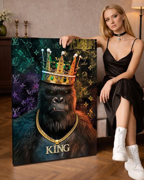 Картина горилла на холсте - Современный декор в кабинет и гостиную - &laquo;King&raquo; - 30х40 см