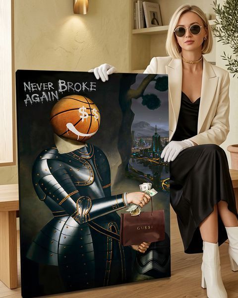 Мотивационная арт картина для интерьера "Never Broke" 80х120 см