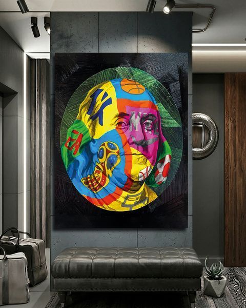 Картина з грошима &ndash; Ben Franklin 100 Доларів &ndash; для офісу - 60х80 см