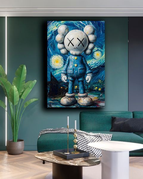 Картина на холсте KAWS Звездная ночь для гостиной и кабинета - 40х60 см