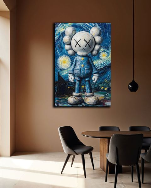 Картина на холсте KAWS Звездная ночь для гостиной и кабинета - 40х60 см