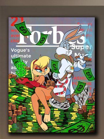 Картина в офис или кабинет - Bugs Bunny Forbes - 100х130 см