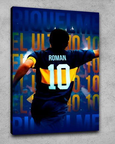 Сучасна картина на полотні з футболістом під номером 10 на фоні стадіону - &laquo;Roman 10&raquo; - 80х120 см