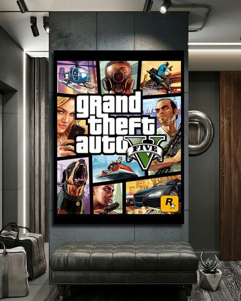 Картина на холсте оригинальный подарок &ndash; &laquo;GTA V&raquo; - 30х40 см