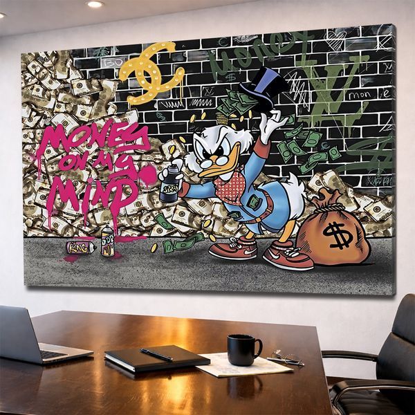 Картина на полотні зі Скруджем Макдаком для офісу "Scrooge Money Mind" 50х70 см