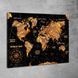 Сучасна картина карта світу з контурами материків та компасом - &laquo;Golden World Map&raquo; - 30х40 см