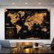 Современная картина карта мира с контурами материков и компасом - &laquo;Golden World Map&raquo; - 30х40 см