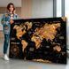 Современная картина карта мира с контурами материков и компасом - &laquo;Golden World Map&raquo; - 30х40 см