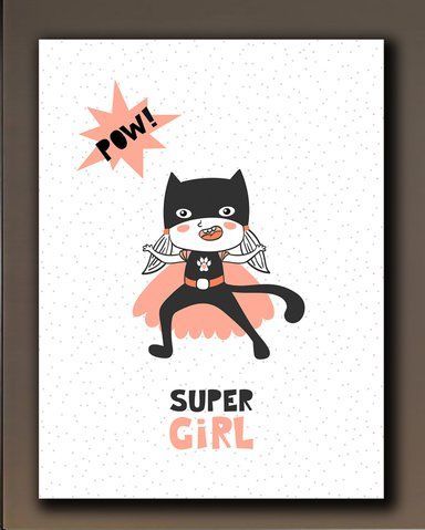 Картина в дитячу кімнату Super Girl - Декор для дівчинки на полотні - 90х120 см
