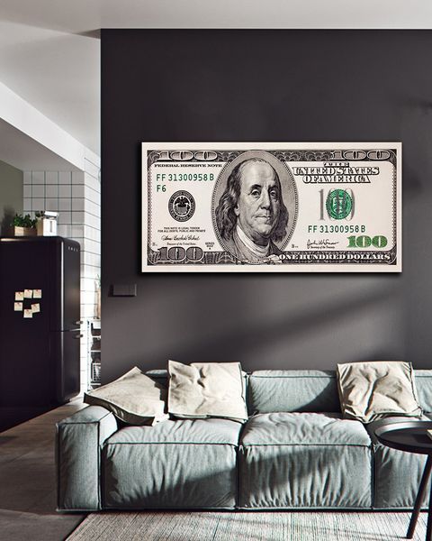 Картина с деньгами - 100 Долларов - 30х60 см