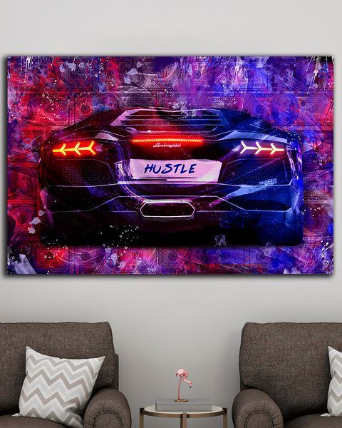 Картина с машиной - Lamborghini Hustle Power - 40х60 см