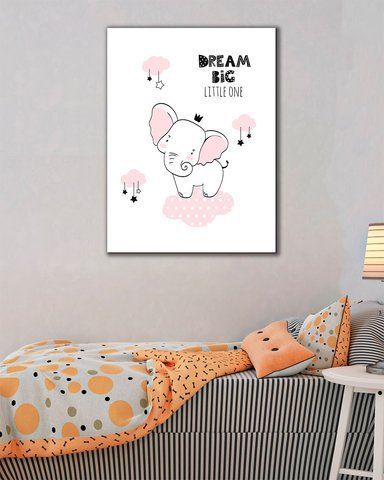 Картина для дитячої кімнату - Слоник Big Dream - 100х130 см
