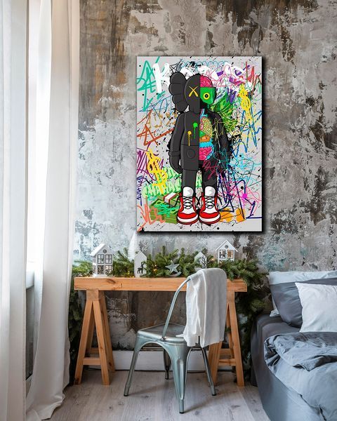 Поп-арт картина на полотні - Kaws Graffiti Style для офісу та кімнати - 30х40 см