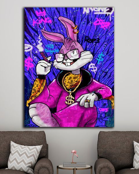 Поп арт картина на холсте для современного интерьера "Bugs Bunny King" 30х40 см
