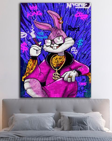 Поп арт картина на холсте для современного интерьера "Bugs Bunny King" 30х40 см