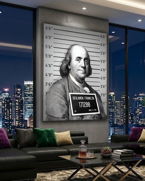 Картина с Бенджамином Франклином - для офиса - 60х80 см