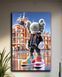 Поп-арт картина на холсте - KAWS в огнях города декор для офиса и кабинета - 40х60 см MIX-732 фото 2