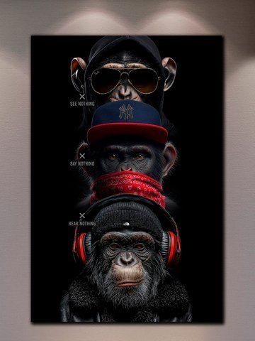 Картина на подарунок три горили - Gangster Monkey - 40х60 см