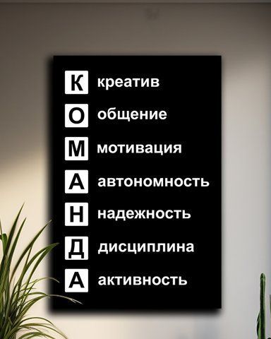 Мотиваційна картина - Команда - 100х150 см