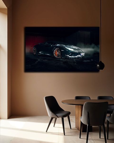 Картина з машиною - Lamborgini Black Frost - 30х50 см