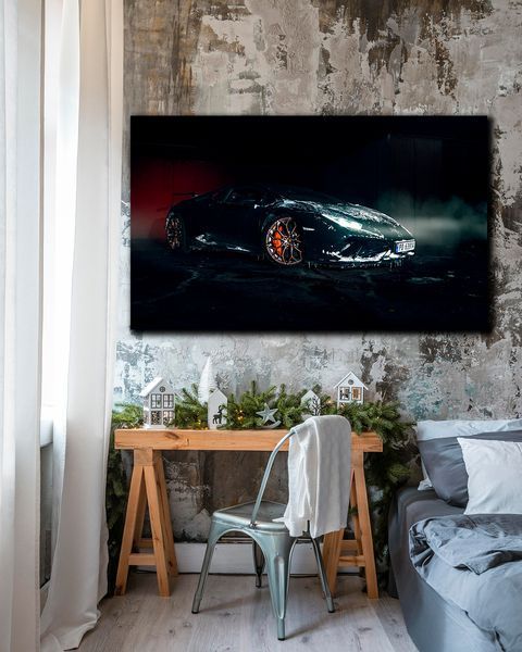Картина з машиною - Lamborgini Black Frost - 30х50 см